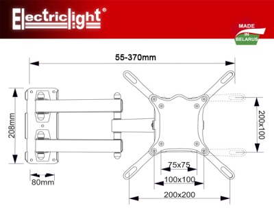 Кронштейн для телевизора ElectricLight КБ-01-66У настенный, наклонно-поворотный, 13-42 дюйма, черный